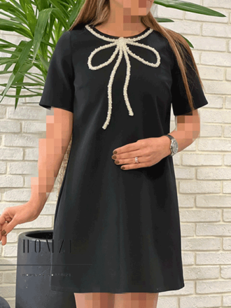 پیراهن یقه جواهردوزی کوتاه