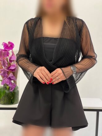 شومیز تور پلیسه با نیم تنه
