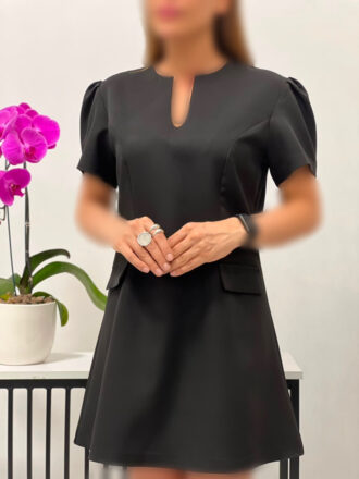 پیراهن مدل رز عروسکی مشکی زنانه با یقه چاک‌دار