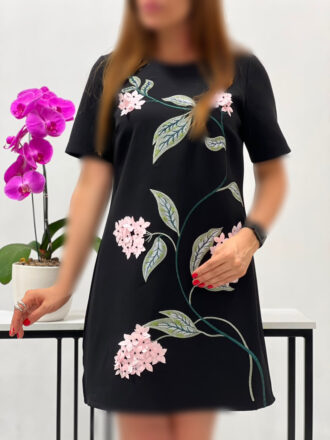 پیراهن یاس صورتی زنانه از جنس کرپ با لایی